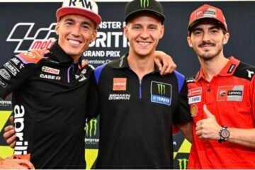 MOTO GP. ALEIX ESPARGARO ET 'PECO BAGNAIA EN CHASSE DERRIÈRE FABIO QUARTARARO