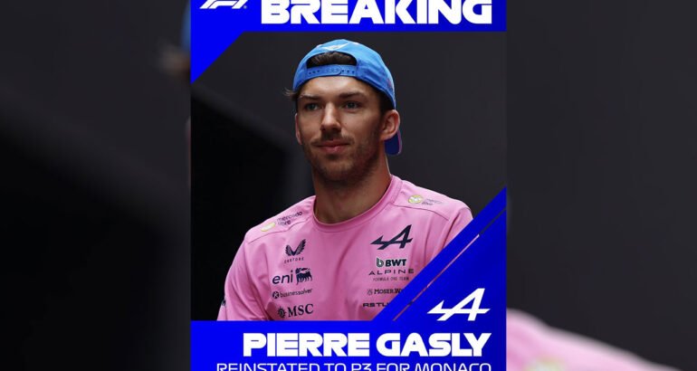 F1. PIERRE GASLY RÉCUPÉRE SA 3ème PLACE SUR LE PODIUM AU GP DE MONACO 2026
